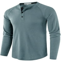 Groanlook muškarci T majice Henley izrez bluza WAFLLE majica MENS moda pulover Loop Fit dugi rukav svijetlo