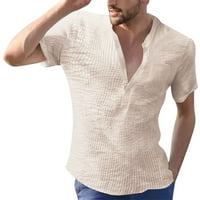 pgeraug muška košulja posteljina prugasta ovratnik džep kratki rukav top bluza polo majice za muškarce