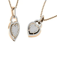 DazzlingRock kolekcija okrugla bijeli dijamantski privjesak za srce sa zlatnim lancem za žene u 14K