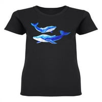Dvije plave akvaretne kitove u obliku majice u obliku majice - MIMage by Shutterstock, ženska X-velika