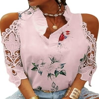 Cindysus ženska bluza s labavom rukavom dame hladno rame Ljetni vrhovi cvjetni ispis majica izdubite