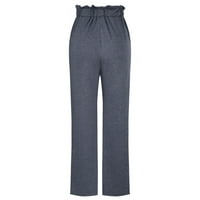 Voncos Ženske hlače Ležerne prilike - sa džepovima Solid Boja moda široka noga labava elastična struka