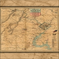 24 X36 Galerija poster, Građanska ratna karta Virdžinije i Washington D.C. P1