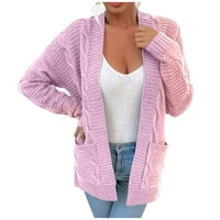 Joau Cardigan džemperi za žene, ležerni otvoreni prednji kabl dugih rukava pletene Chunky Fall džemperi