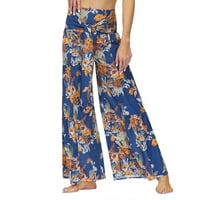 qolati široke noge joga hlače za žene vintage cvjetni print visokog struka Boho salonske pantalone u