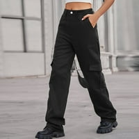 NJSHNMN teretni pantalone za žene sa džepovima modne prostirke za noge, crna, crna, xxl