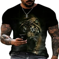 Beiwei Muška labava FIT 3D digitalni ispis bluza Kratki rukav Basic T majice MUŠKI CREW CACT praznični