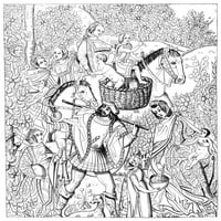 Cigane, 15. vek. Ngyps na martu. Graviranje linije nakon detalja iz francuske tapiserije, 15. veka.