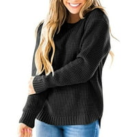Adviicd džemper žetve žene s ramena dugih rukava pulover pletene džemper baggy solid džemper