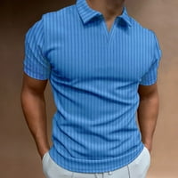 Muške majice muscle v izrez Slim Fit s kratkim rukavima pamučni golf t majice rebrasti pletene meke teže