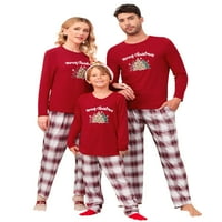 Gymchoice Causal Božićne pidžame za obitelj, dugih rukava za ispis gornje i plažene hlače za spavanje
