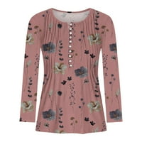 Dyegold dugih rukava tunike za žene jeseni modni plutani bluze za vrat Ležerne prilike za cvjetne majice