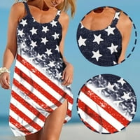 Halter haljine za žene američke zastave Ženske ljetne svjetočke bez rukava Stripes odštampana plaža