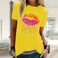 Majice za žene Moda Šarena usna Print kratkih rukava O-izrez Casual majica Bluzes Topssize 2xl