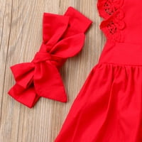 Mioliknya novorođenče dječje djevojke cvjetne crvene haljine čipkave džepne posude za glavu