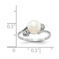 Čvrsti 14K bijeli zlatni slatkovodni kultivirani biser vs dijamantna prstena