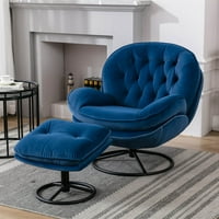 Velvet okretna akcentna stolica sa osmanskom setom, moderna ležaljka sa nogu, udobna fotelja sa zakretnim