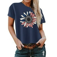 Patriotske majice za žene, ženska kratka rukava za okrugli vrat Top majica Neovisnosti Dan Ispiši majicu