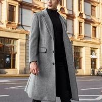 Tking modni muški britanski stil pune boje duga jakna modna topla vunena overjacket - siva m