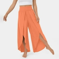 Žene Split Flowy Palazzo pantalone Baggy Wide nogalne hlače Plain visoke struk Work Yoga hlače udobna