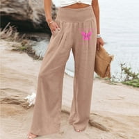 Široke pantalone za žene povlačenje pantazza hlače labave vrećice na sredini struka joga hlače tiskane
