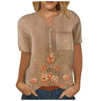 Fragarn žensko proljeće-ljeto casual s kratkim rukavima Tunički vrhovi ruffle gumba labava bluza majice