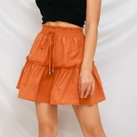 Suknje od pletenice Aaiaymet za žene Dvoslojni kaišne ležerne haycon mini suknja, narandžasti XL