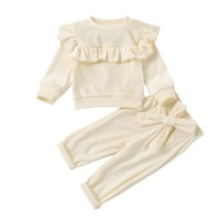 Djevojke toddlera Outfit dječaci Pamuk solidne jesenske hlače s dugim rukavima Pulover dukserict set odjeće