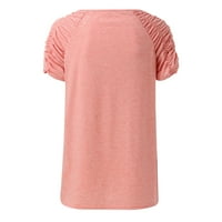 Ženski vrhovi Dressy Casual V izrez kratki rukav labavi fit Flowy Womens majice, ružičasta, xxl