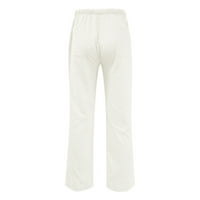 Homodles Joggers za muškarce - nacrtavanje pamučnog posteljine Ležerne prilike dopisni print Stretch sa džepovima Muške hlače Grey XL