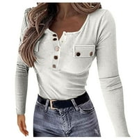 Ženski bluze s dugim rukavima plus veličina bluza Grafički ispise Ženske plus košulje Henley Ljetni