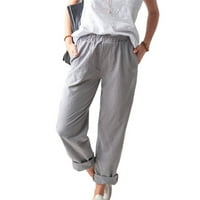 Smanjene ženske pamučne pantalone casual plus veličina elastične visoke struk kapri hlače Ljeto slobodne