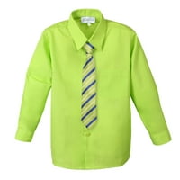 Spring Noyion BIG Boys 'Pamučna košulja za majicu i kravata, vapno zeleno