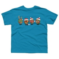 Božićni ježevi dječaci tirkizni plavi grafički tee - dizajn ljudi L