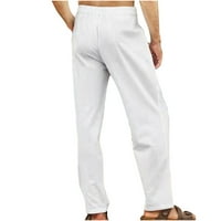 tklpehg hlače za muškarce čvrste boje modne udobne duge hlače casual cutton patentne hlače na srednjem