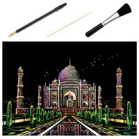 Set Scratch Slikarstvo Diy Taj Mahal Scruct Scratch Paper Kit sa četkicom za olovke za kućnu školu