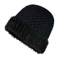Huaiai kabel pletena Beanie Topla kapuljača zimski pulover Pleteni šešir toplo za hladno vrijeme, Beanie za žene crne