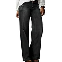 Široke pantalone za noge plus veličine za žene u boji visoke struk svestrane ravne vitke hlače labave