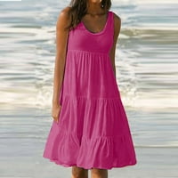 Ljetna haljina Ženska modna ljeta ljeta Solid Boja rukava bez rukava na plaži Summer Fashion Cacsual