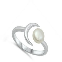 Clear kubni cirkonijski polumjesec mjesec sunčev prsten. Sterling srebrna pojas bijeli nakit ženski veličine 4