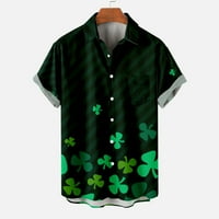 Odštampana majica za muškarce Saint Patrick, casual grafikonski gumb s kratkim rukavima niz novost majica