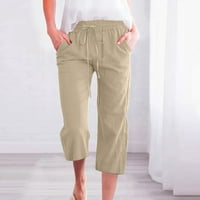 Žene casual solidne boje elastične labave hlače ravno široke pantalone za noge sa džepom