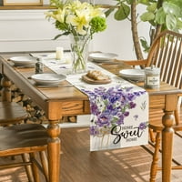 Ljubičasta lavanda odlazi s slatkim domaćim opružnim stolom za trkač sezonski ljetni kuhinjski trpezarijski