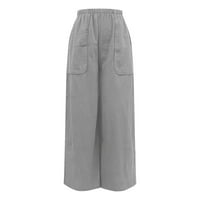 Eguiwyn ženske solidne boje hlače sa širokim hlačama pamučne pantalone sa džepom