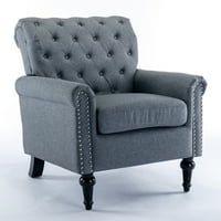 Cterwk posteljina tkanina za ruke Accent stolica za ruke za udobne stolice za čitanje, tamno siva