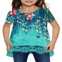 STORAFBABY T majice za djevojčice cvjetni print Tunic Slatke stilske dressy vrhove bluze čipke