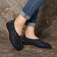 GUZOM WINGE Ljeto ravne cipele Cloarce Comfort pojedinačne cipele Nova moda izdubljena cipela - crna