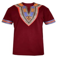 Sherrylily Muškarci Afrički Dashiki majica Tribal Cvjetni print V rect muns Slim Fit majice Vrhovi