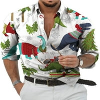 Glonme rever vrat Božićne majice za muškarce Slim Fit Holiday Tops Jednoj grudi Xmas Bluuse Style-a S