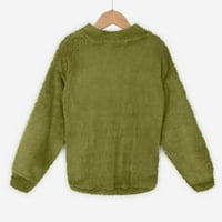 Ženski vrhovi plus veličina pulover s dugim rukavima tiskani V-izrez zeleni 2xl